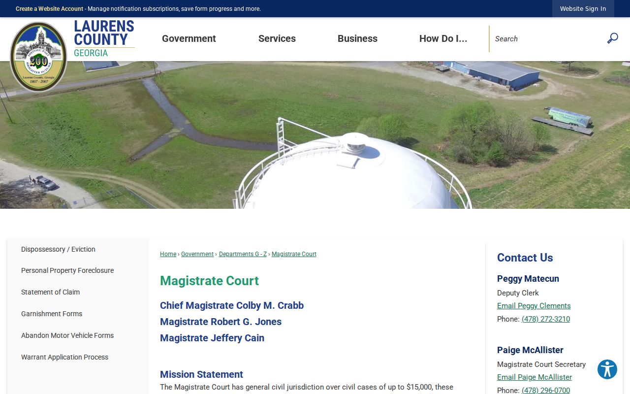 Laurens County Magistrate Court hearing information