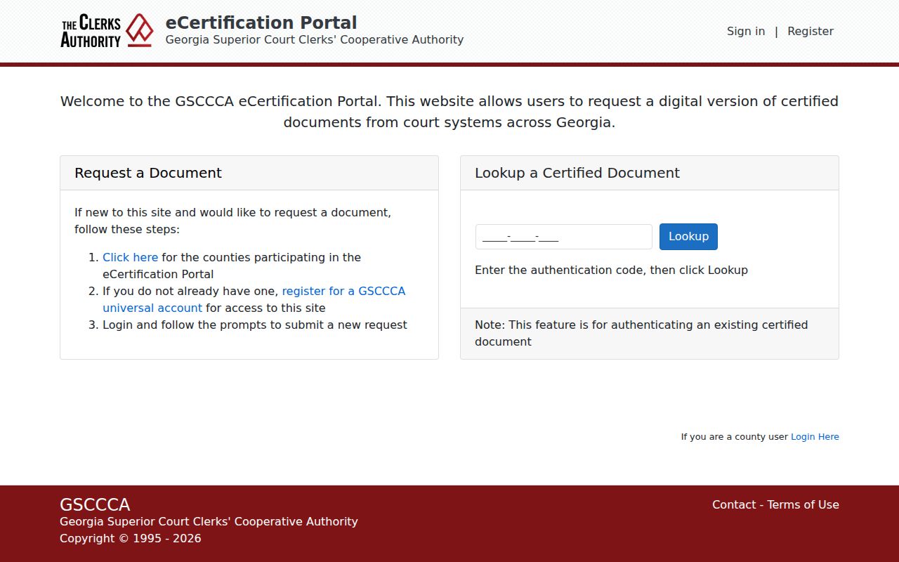 GSCCCA eCertification ordering for Laurens County court records