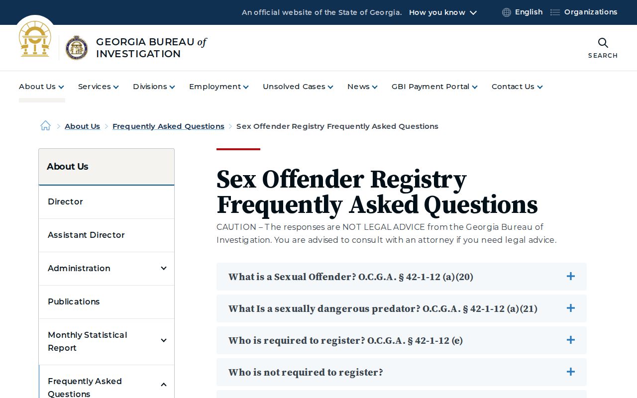 Laurens County sex offender registration duties in the Georgia registry FAQ